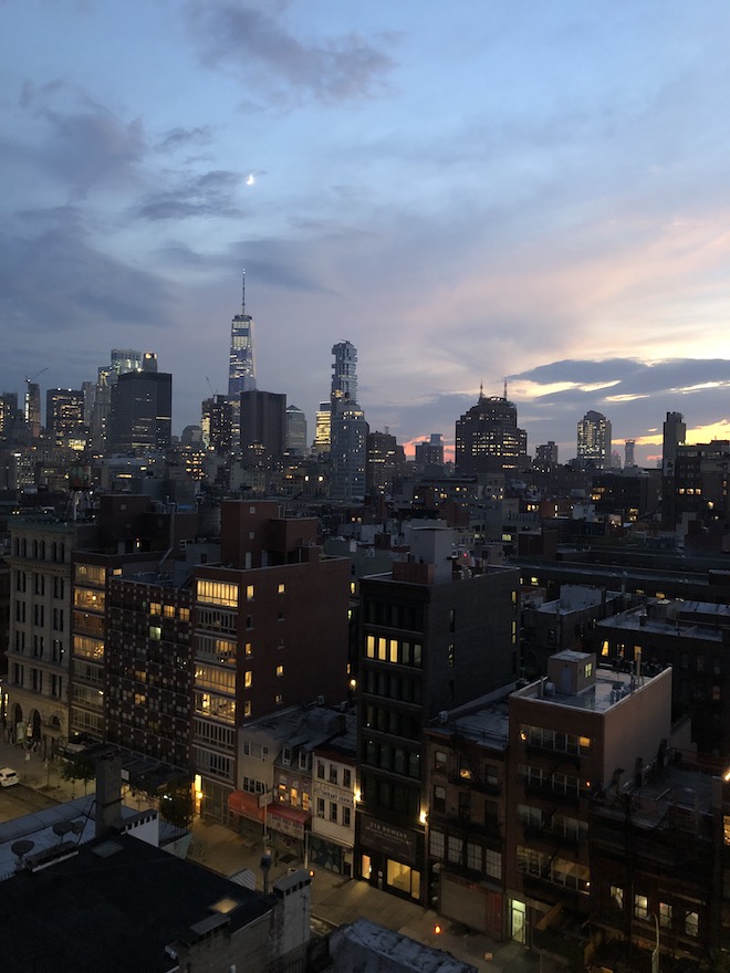 The New York City skyline at night