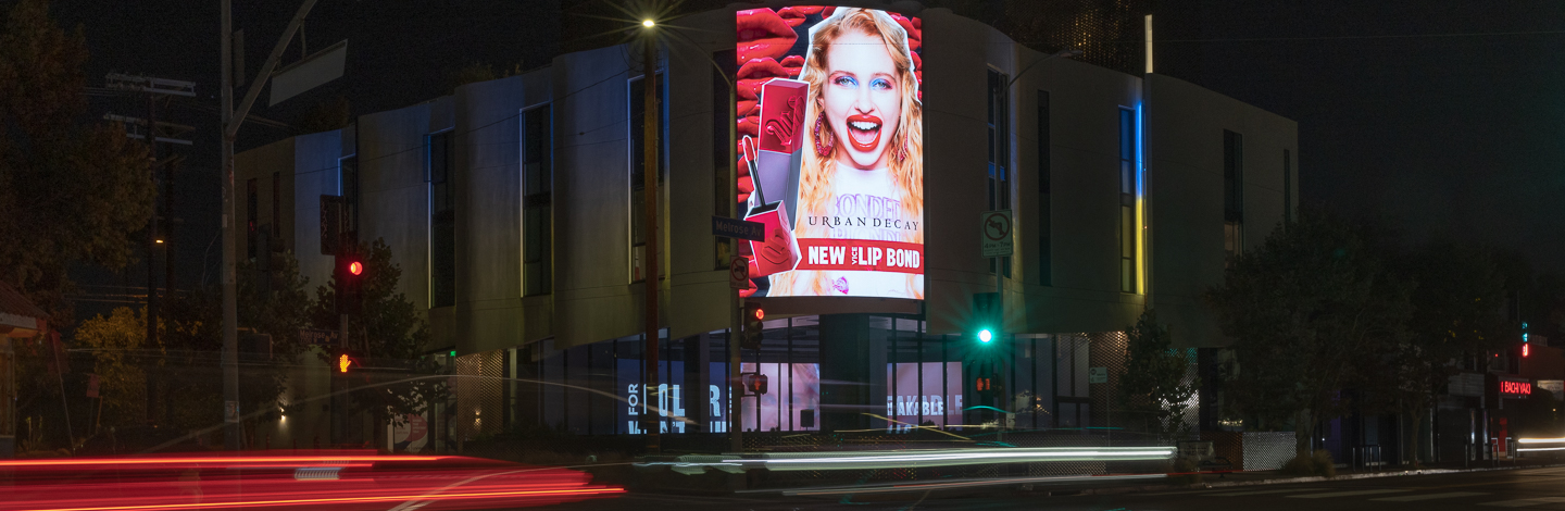 A billboard in Los Angeles, CA showcases TSI work for Urban Decay