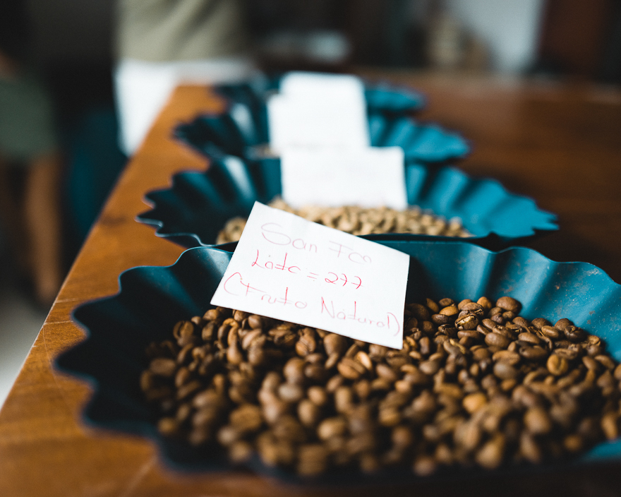Coffee being test roasted and graded onsite at the Fara Coffee farm in Matagalpa Nicaragua