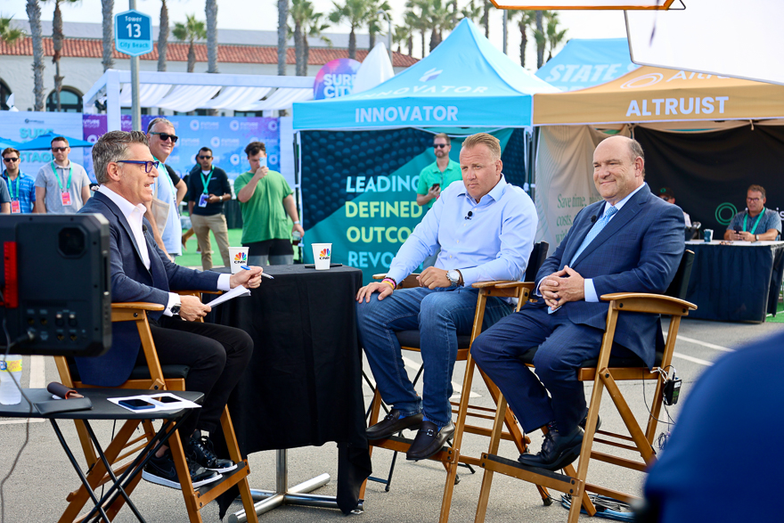Speakers doing a media interview at Future Proof