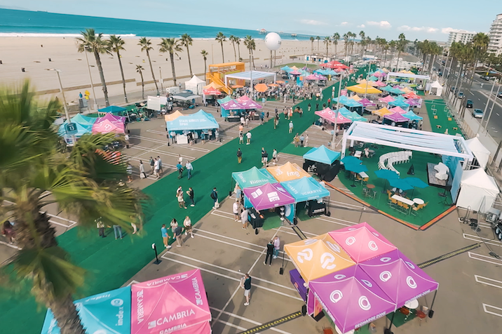 An aerial view of the booths at the annual FutureProof conference