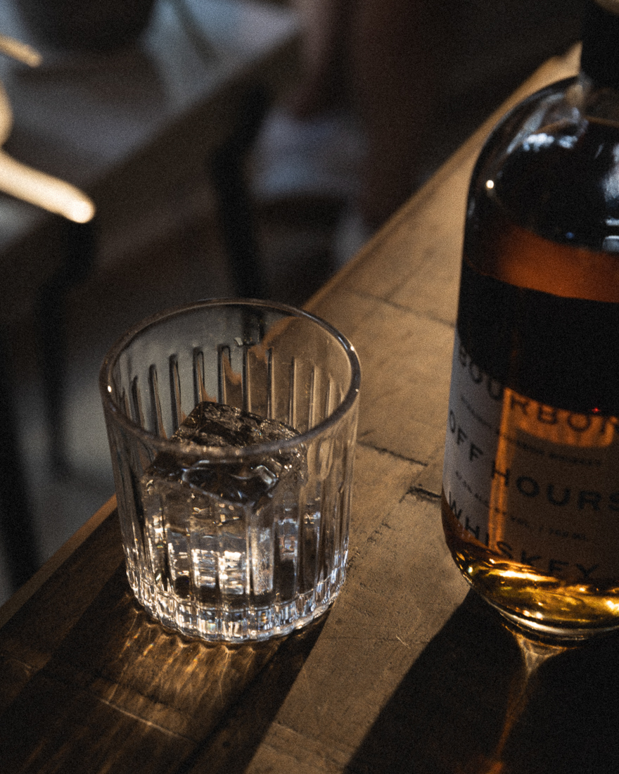 Off Hours Whiskey and a glass with ice