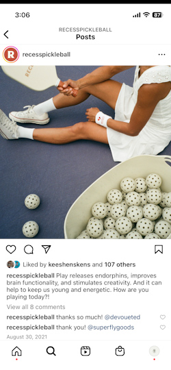 Recess Pickleball content in-use across different media types