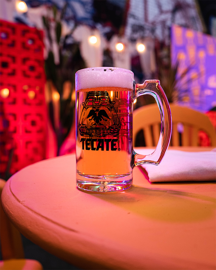 A cold Tecate on the set of El Patio Tecate