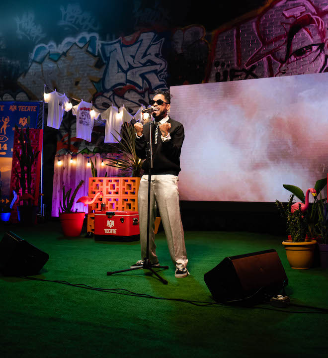 Miguel performs on the set of El Patio Tecate