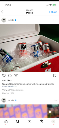 A cooler of Tecate on the set of El Patio Tecate