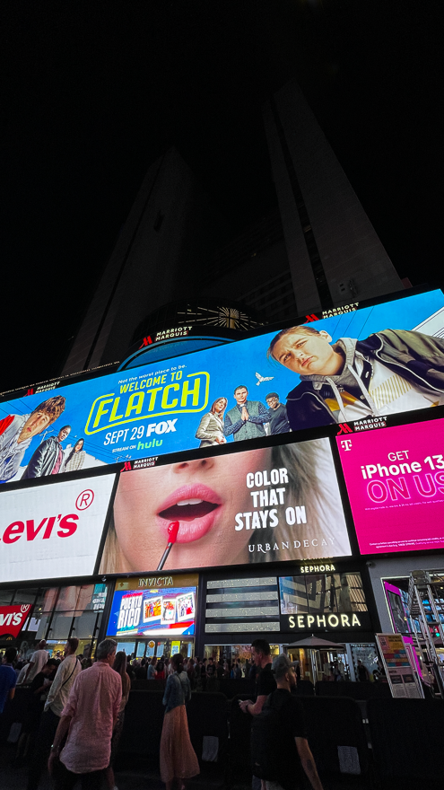 A billboard featuring TSI work in Times Square