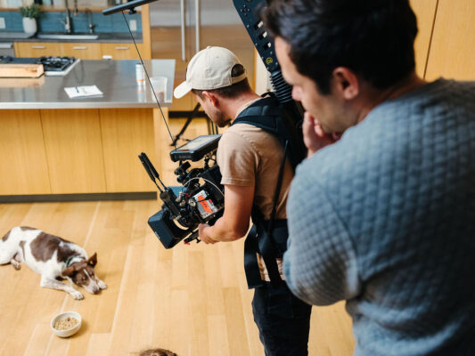 Chris Olfers and Brian Pfaff filming Ollie's Superbowl advertisement