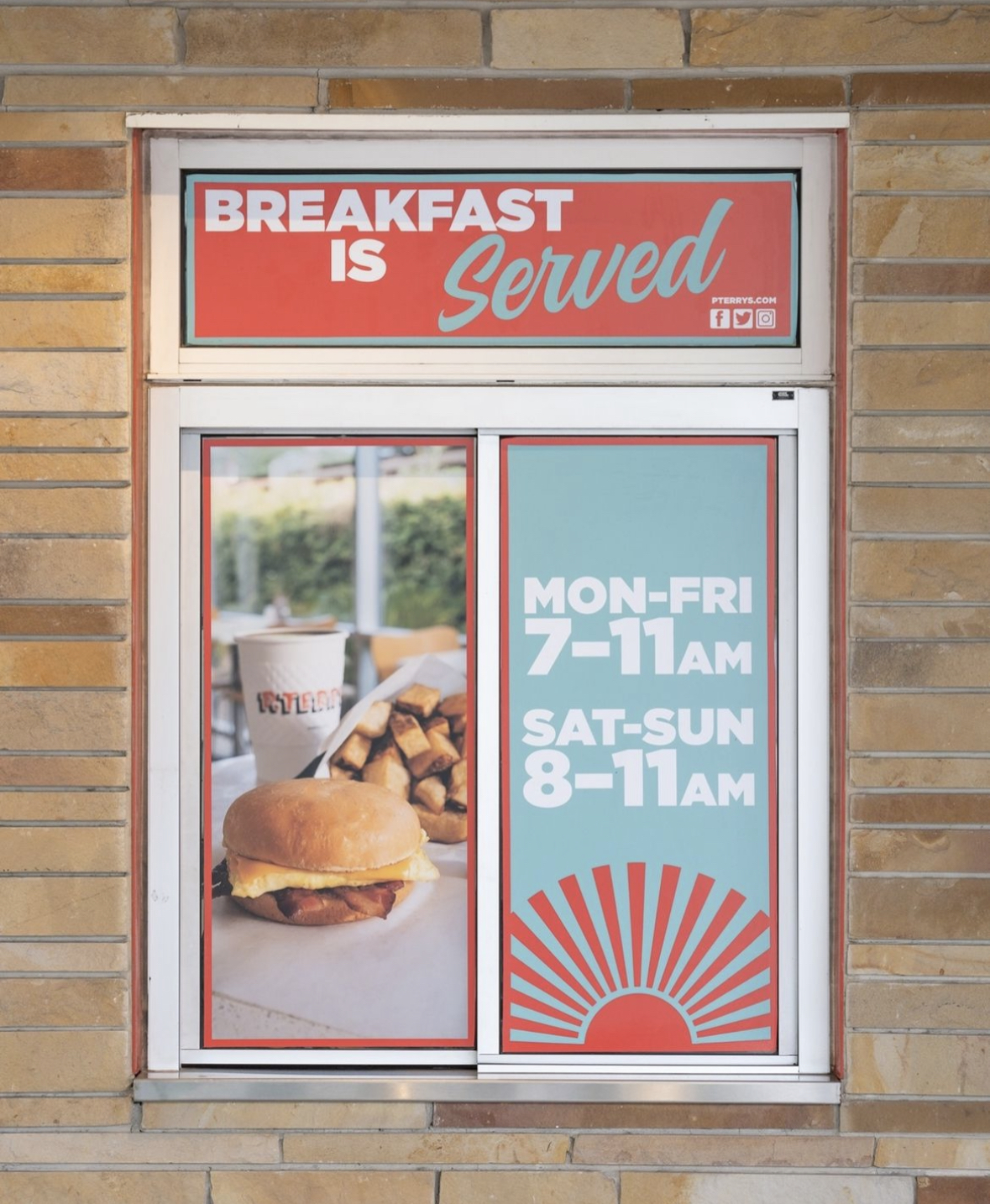 The drive-thru window at a P. Terry's restaurant