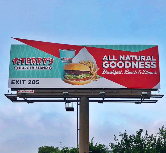 A P. Terry's billboard produced by The Southern Influence