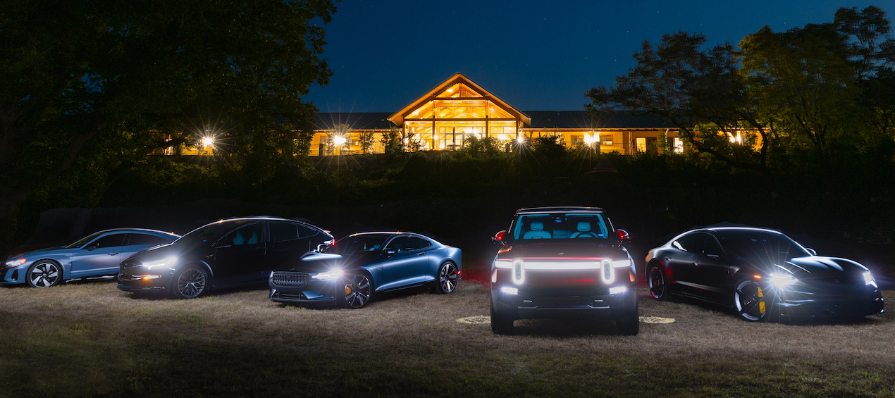 High-performance electric vehicles staged for Turo's eclipse promotional shoot