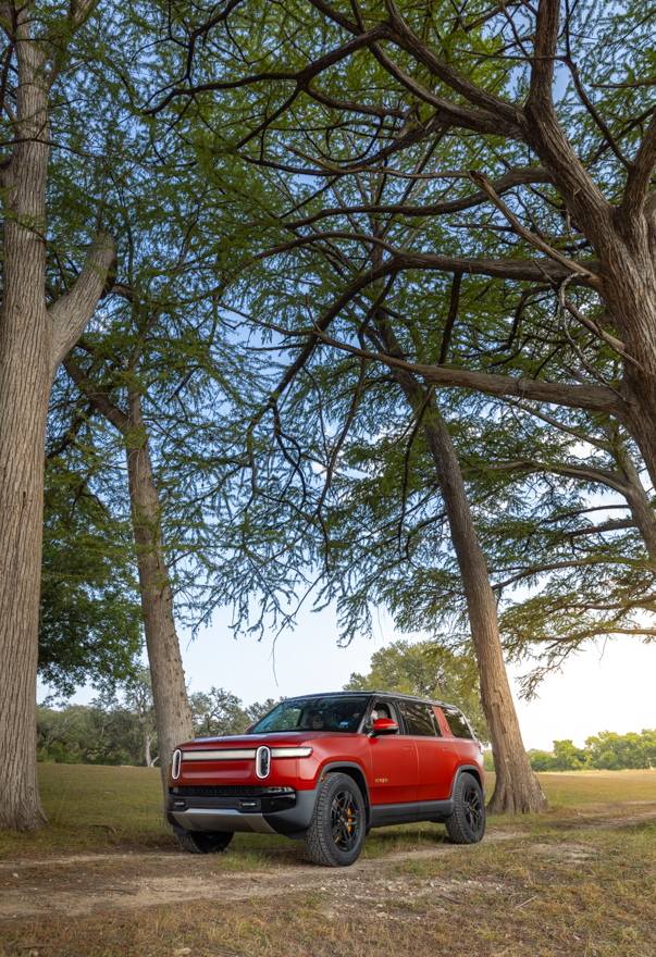 Rivian R1S staged for Turo's eclipse promotional shoot