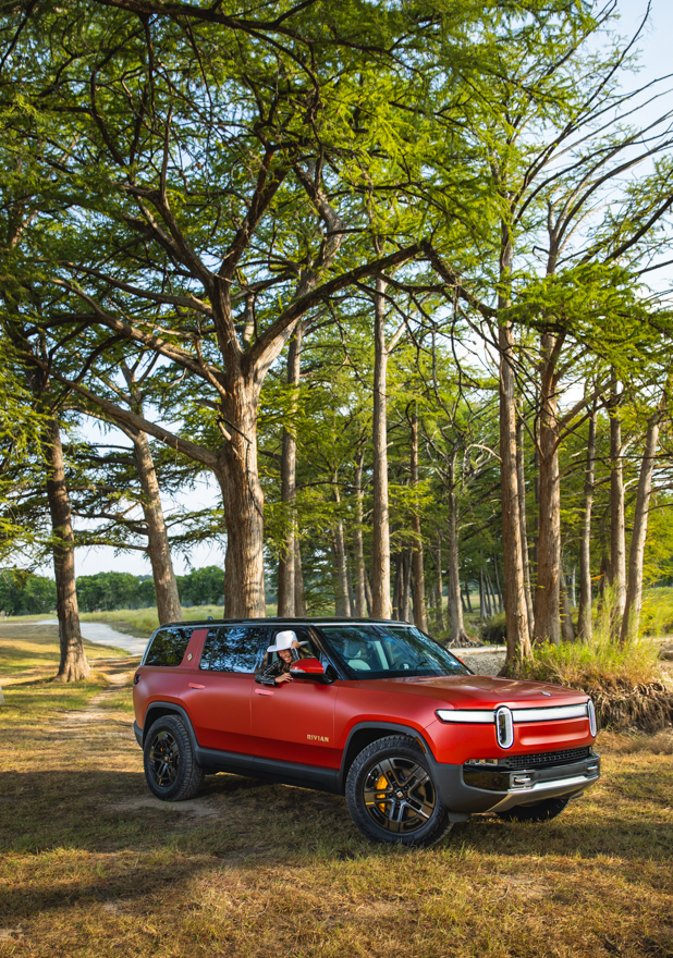 Rivian R1S staged for Turo's eclipse promotional shoot