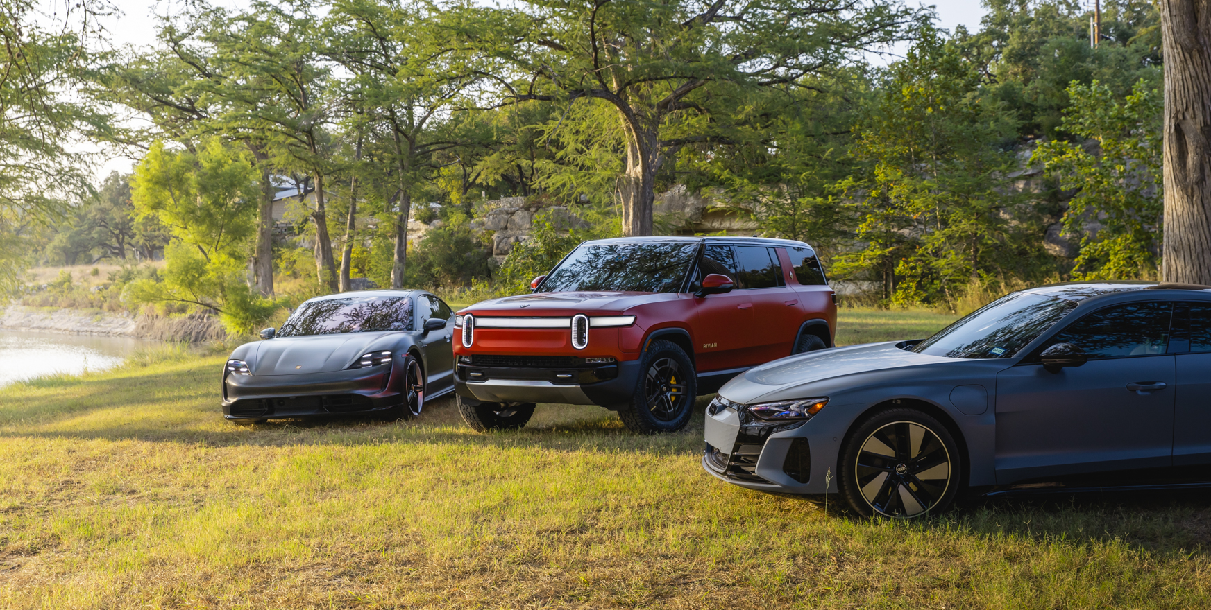 High-performance electric vehicles staged for Turo's eclipse promotional shoot