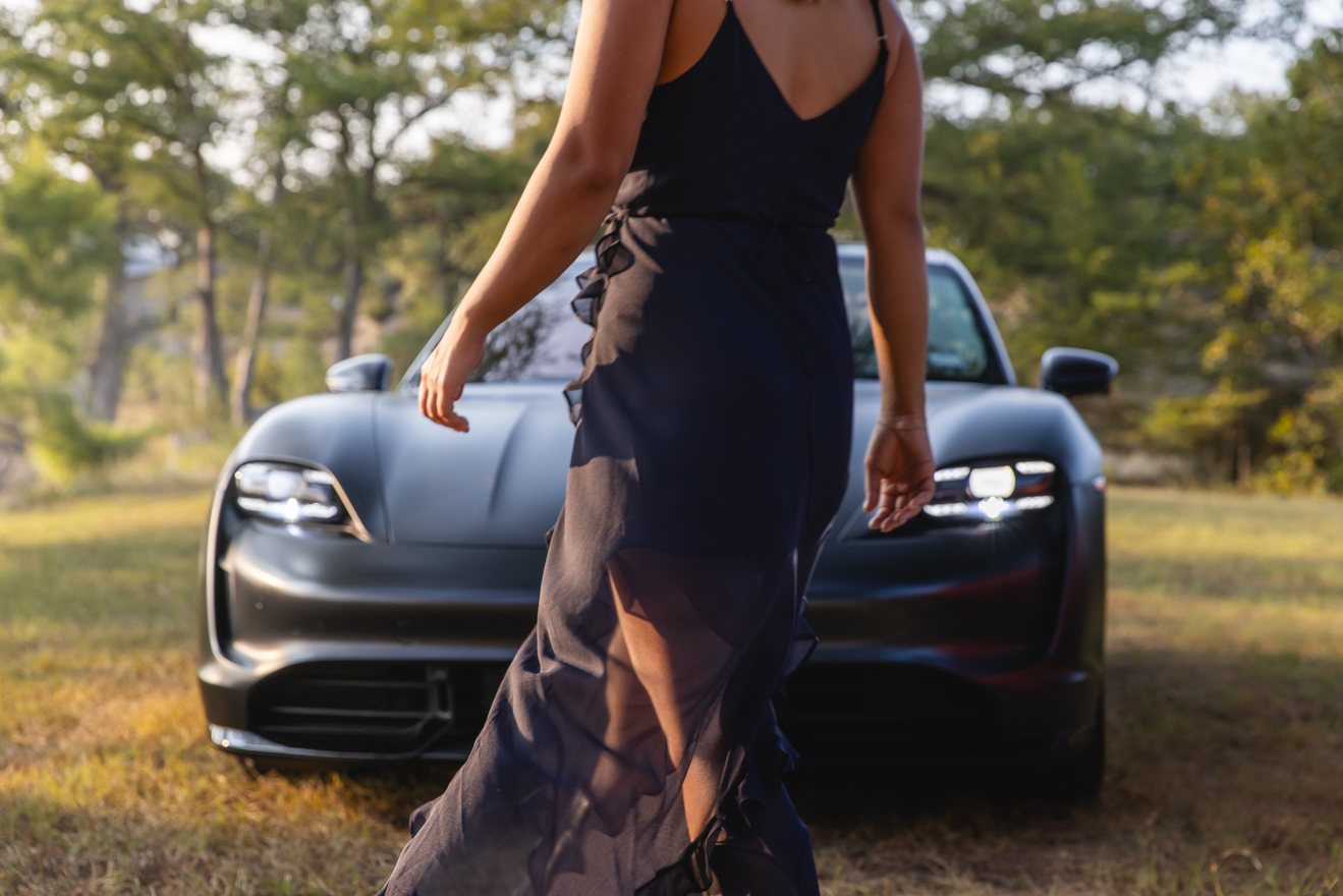 Porsche Taycan staged for Turo's eclipse promotional shoot
