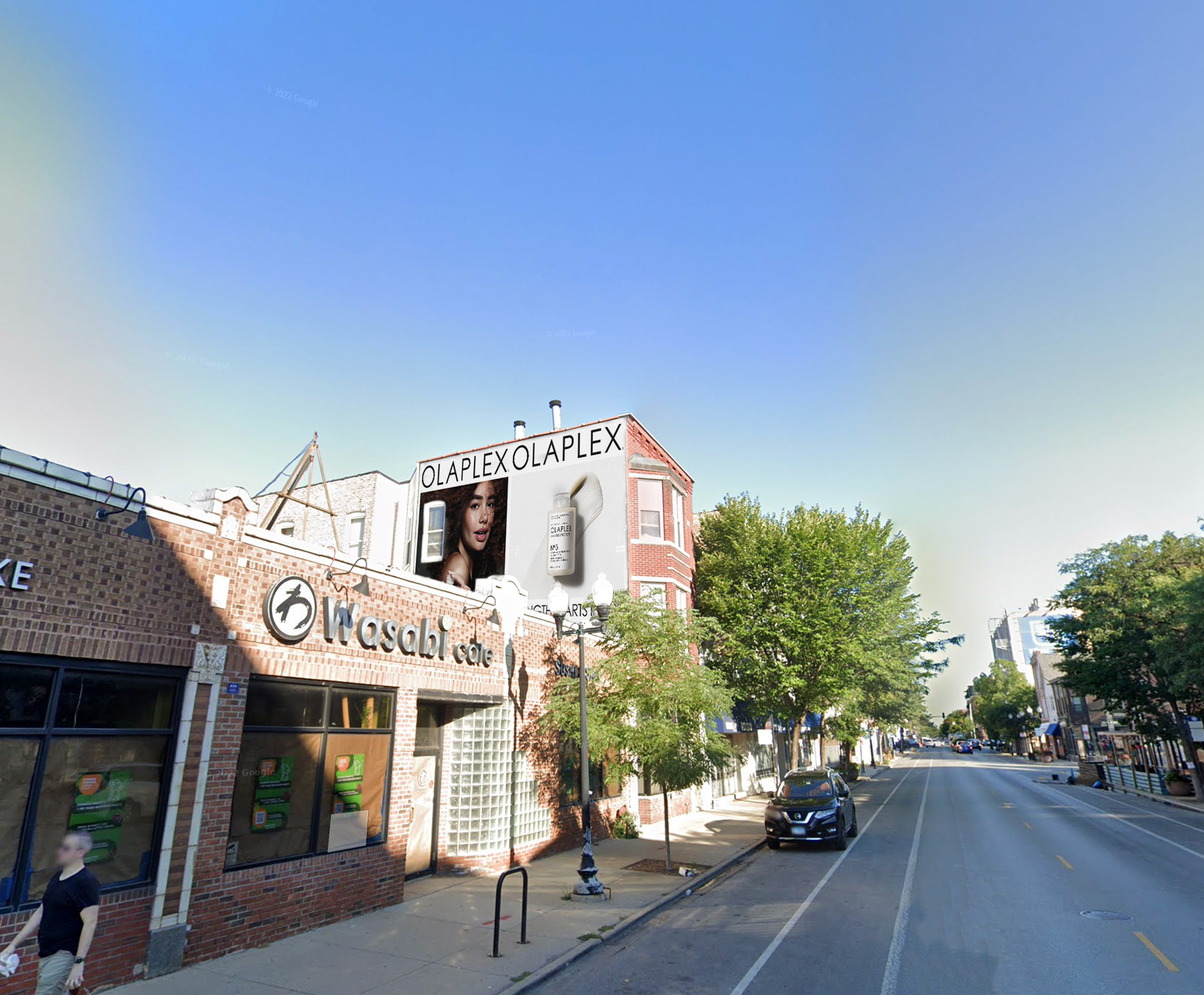 A mock-up of a billboard featuring Olaplex