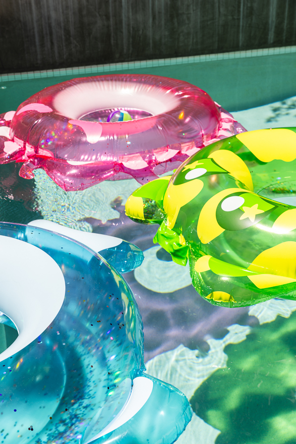 Catface pool floats in the pool