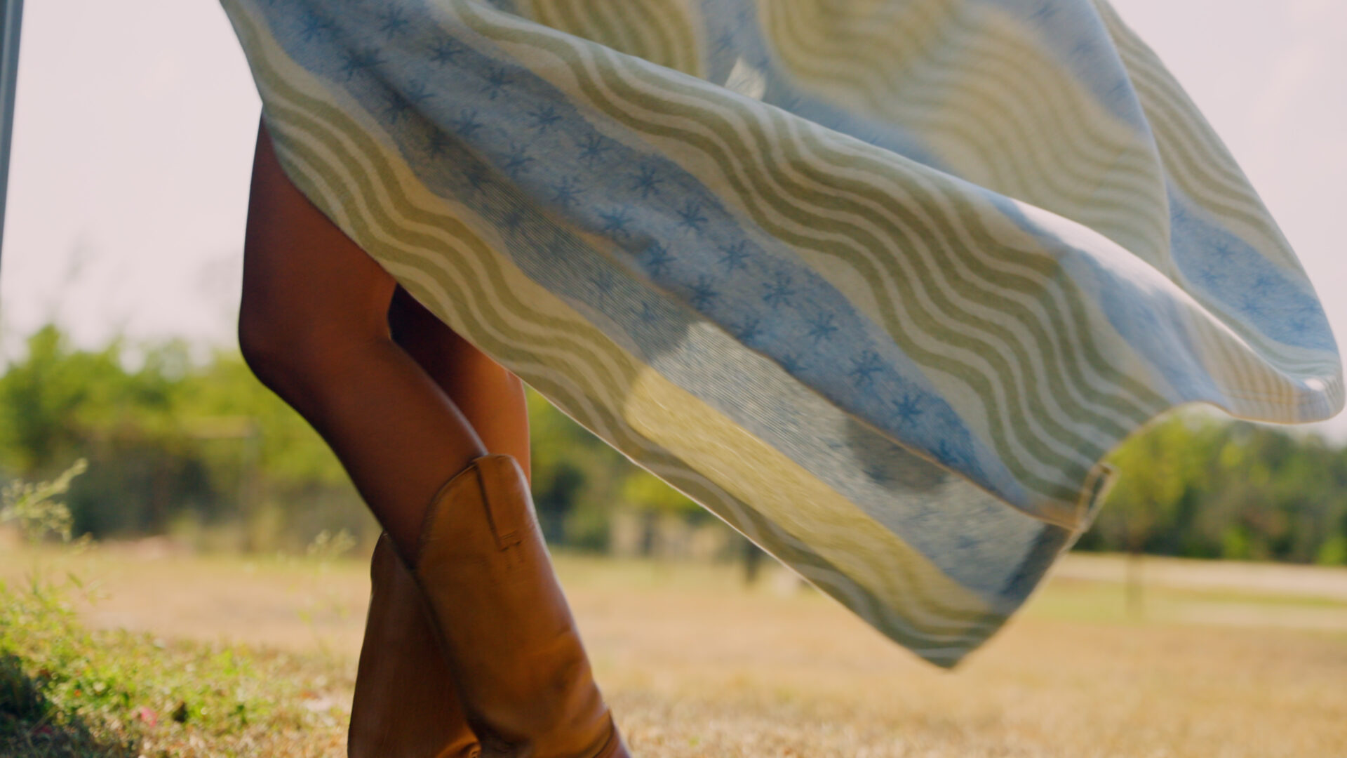 A Chappywrap blanket blowing in the wind