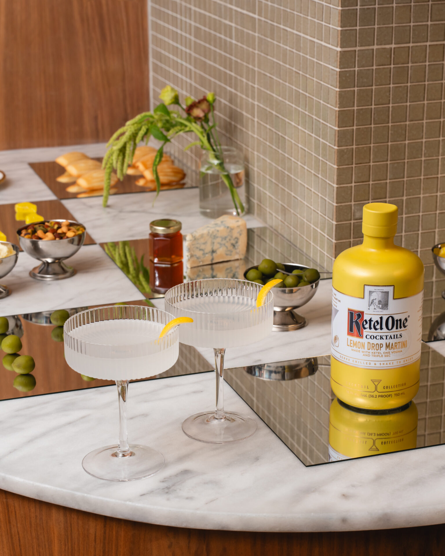 A summer chic party setup with Ketel One lemon drop