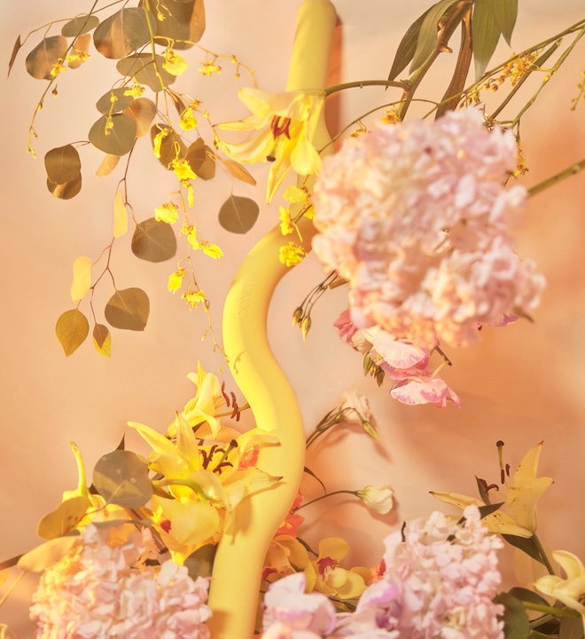 A yellow Bala Bar with a bunch of florals
